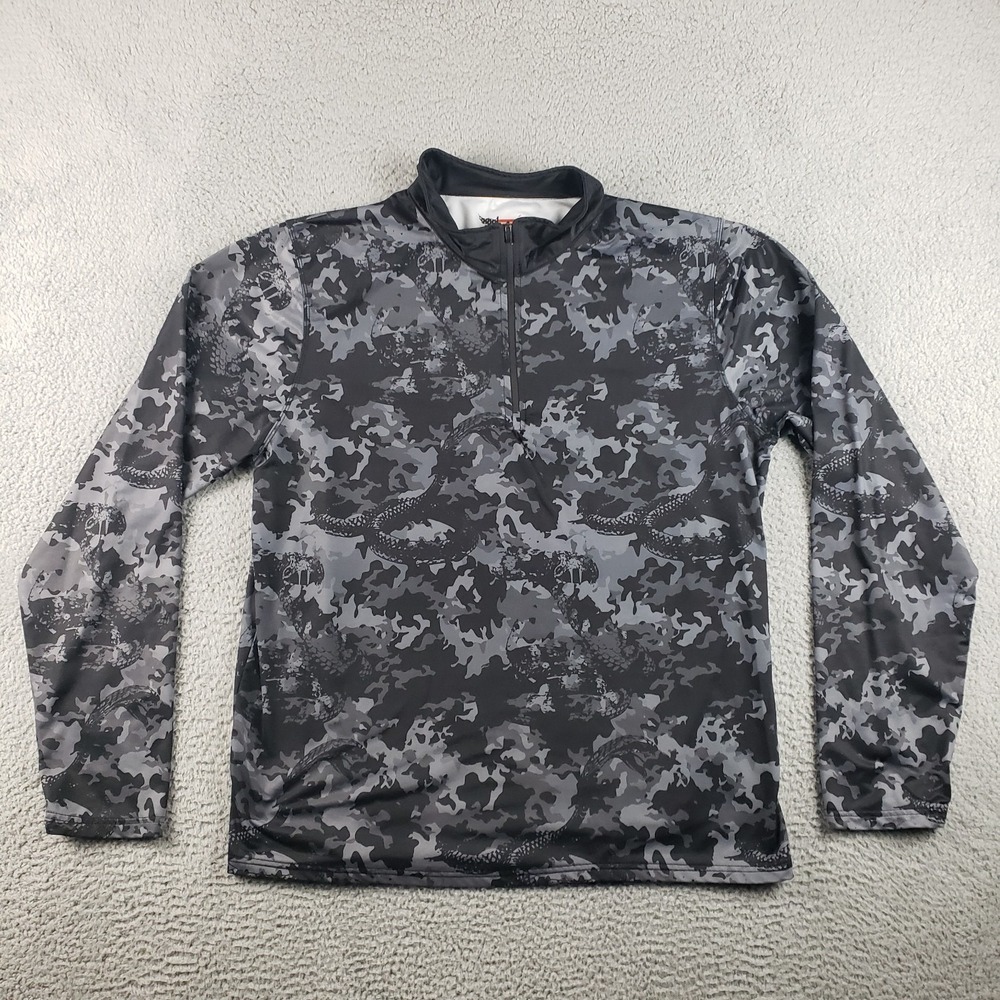 Eagle Six Gear 1/4 Zip Pullover Mens XL Black Gray Snake‎ Camo Golf